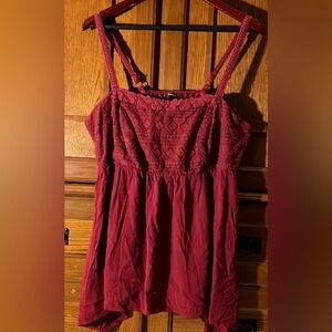 Torrid Lace Crochet Trim Babydoll Cami Handkerchief Hem Smock Back Boho Peasant